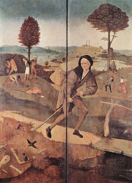 Блудный сын. Внешние ставни алтаря «Воз сена», фрагмент. Иеронимус Босх. 1500-1502