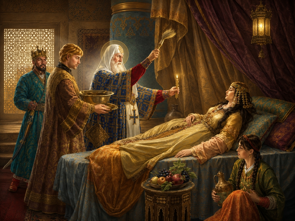 Капков Я. (1816-54). Святитель Алексий исцеляет ханшу Тайдулу