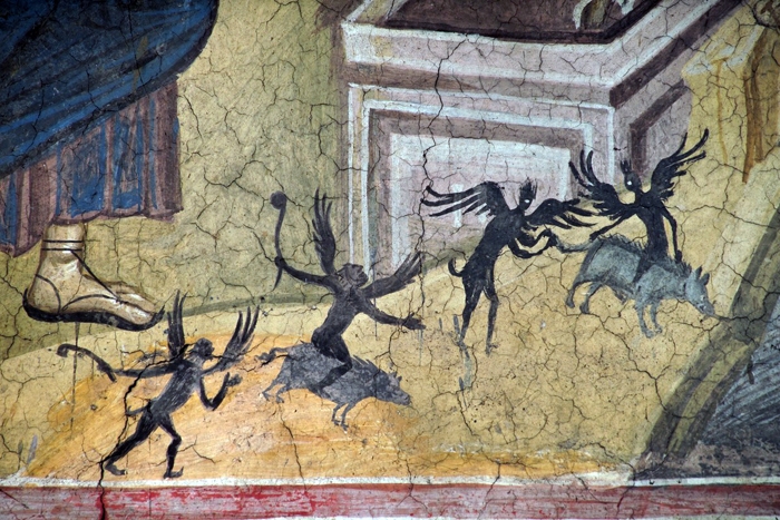 Исцеление двух бесноватых в стране Гергесинской. Фреска XIV в., фрагмент